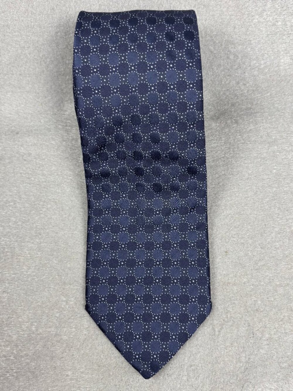 Andrew's Ties Navy Blue Geometric Dot Silk Tie Made in Italy Classic 58" 3.25"